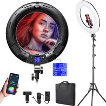 Iluminador Ring Light RGB 18" Weeylite WE-10S LED Circular 30W Bi-Color 2500K-8500K + Tripé e Controle Remoto