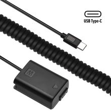 Adaptador Dummy PD AC-PW20 Bateria Sony NP-FW50 Espiral com Conector USB-C