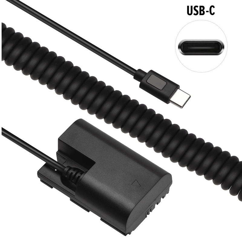 Adaptador-Dummy-PD-DR-E6-Bateria-Canon-LP-E6-Espiral-com-Conector-USB-C