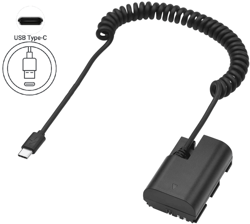 Adaptador-Dummy-PD-DR-E6-Bateria-Canon-LP-E6-Espiral-com-Conector-USB-C