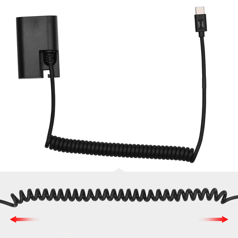 Adaptador-Dummy-PD-DR-E6-Bateria-Canon-LP-E6-Espiral-com-Conector-USB-C