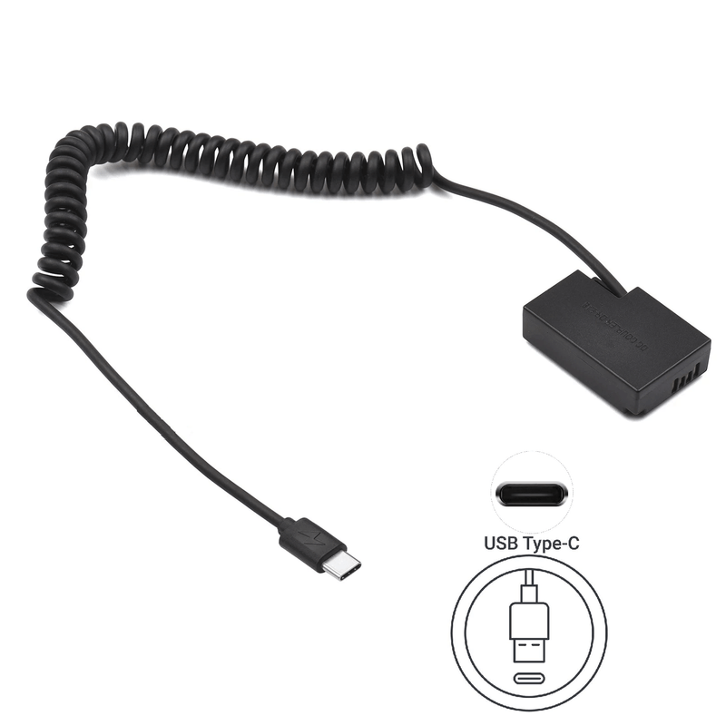 Adaptador-Dummy-PD-DR-E18-Bateria-Canon-LP-E17-Espiral-com-Conector-USB-C