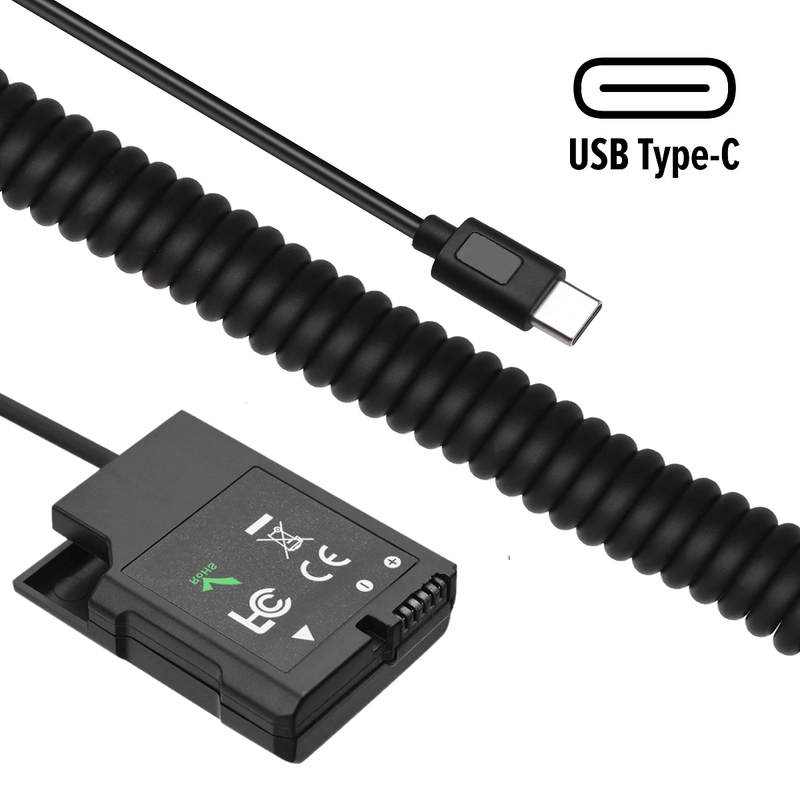 Adaptador-Dummy-PD-EP-5A-Bateria-Nikon-EN-EL14-Espiral-com-Conector-USB-C