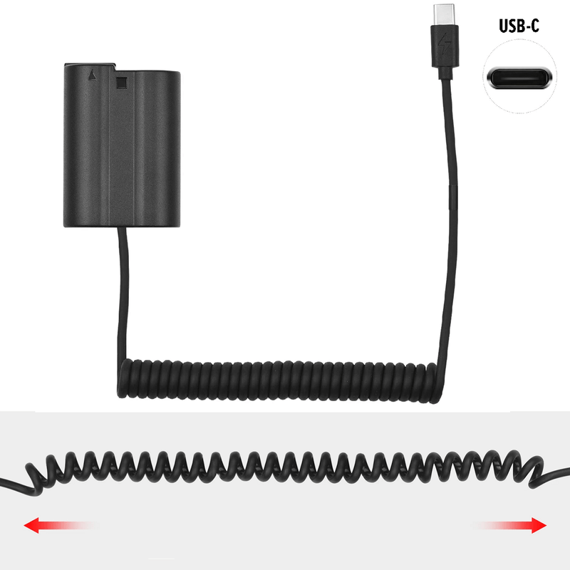 Adaptador-Dummy-PD-EP-5B-Bateria-Nikon-EN-EL15-Espiral-com-Conector-USB-C