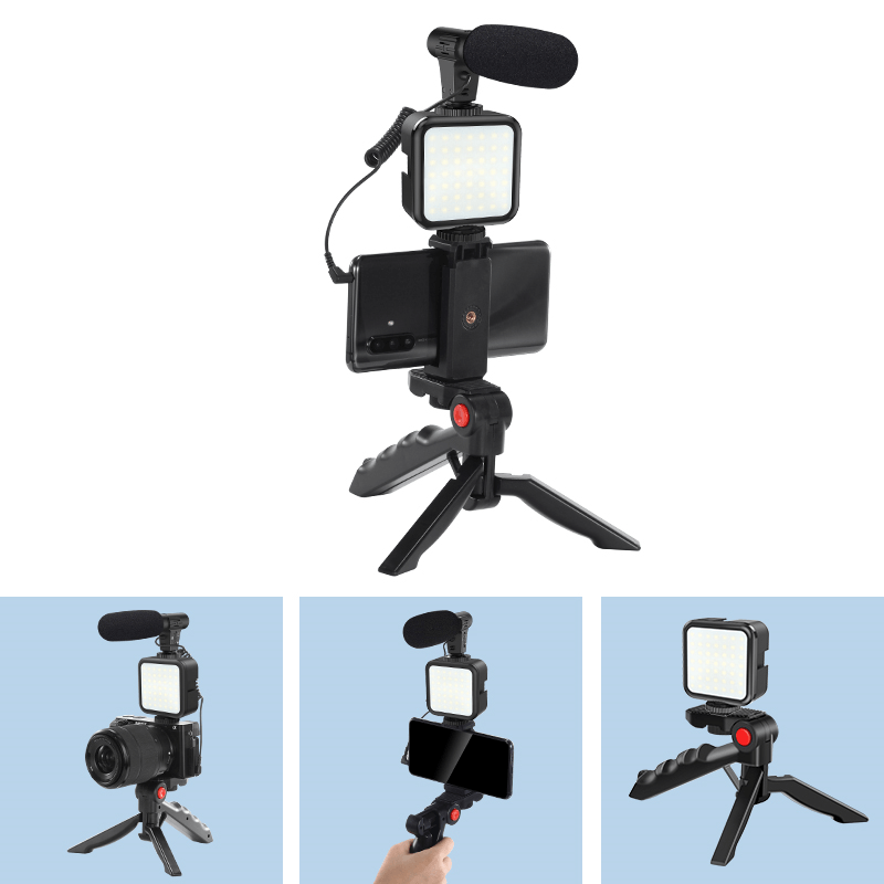 Kit-Gravacao-Mamen-KIT-01LM-Vlogging-Microfone-LED-Tripe-e-Controle-Remoto-para-Smartphone