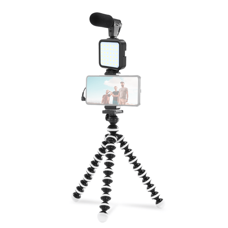 Kit-Gravacao-Jumpflash-03LM-Vlogging-Microfone-LED-Tripe-Gorila-e-Controle-Remoto-para-Smartphone