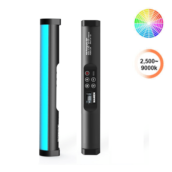 Iluminador-Bastao-LED-Mamen-G1-Light-Stick-12W-RGB-360°-BiColor-2500K-9000K-com-Bateria-Interna