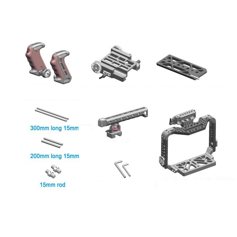 Gaiola-Cage-Completa-C4-para-BlackMagic-BMCC-com-Suporte-Handle-Lateral-Duplo