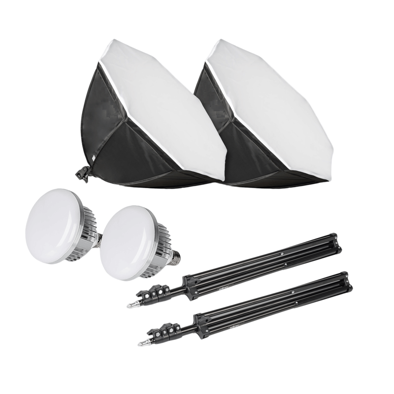 Kit-Iluminacao-Continua-2x-Softbox-Octogonal-70cm-Led-Branco-30w-e-Tripes--Bivolt-