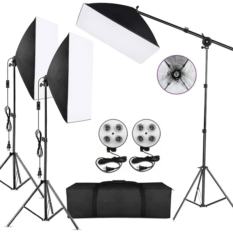 Kit-Iluminacao-para-Estudio-com-Softboxes-Girafa-e-Tripes-de-Iluminacao--Sem-Lampada-