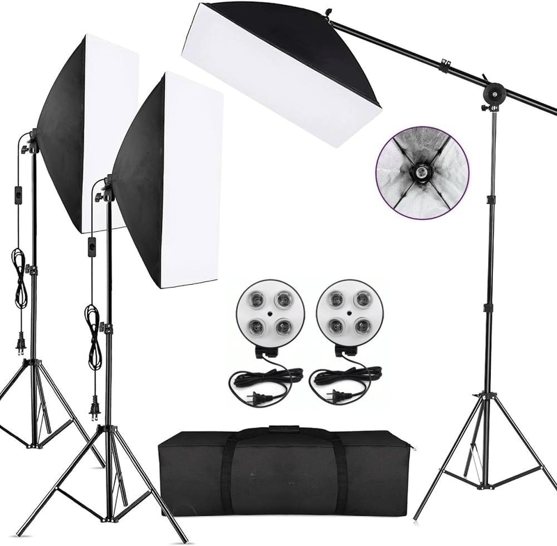 Kit-Iluminacao-para-Estudio-com-Softboxes-Girafa-e-Tripes-de-Iluminacao--Sem-Lampada-