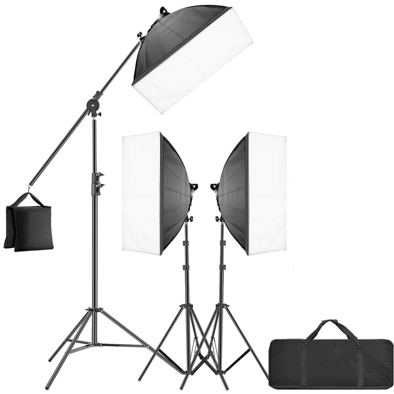 Kit-Iluminacao-para-Estudio-com-Softboxes-Girafa-e-Tripes-de-Iluminacao--Sem-Lampada-