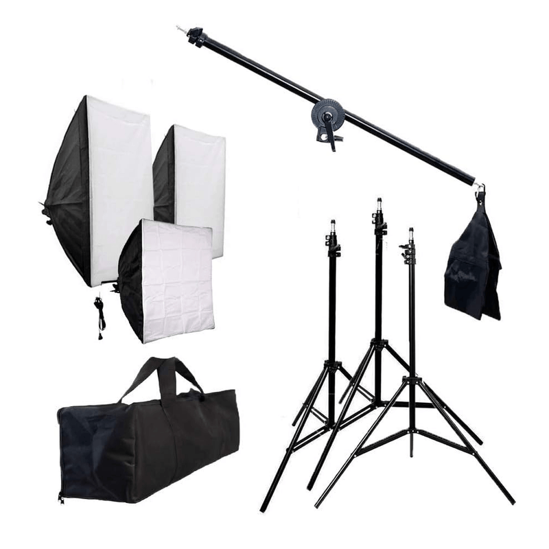 Kit-Iluminacao-para-Estudio-com-Softboxes-Girafa-e-Tripes-de-Iluminacao--Sem-Lampada-